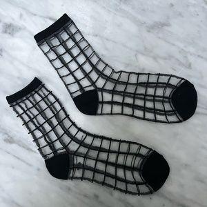 Sheer Crew Socks, Black & White Graphic, 3 pair